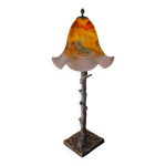 Grande lampe americaine art deco acier patiner , 64x24 tulipe sign max elec ok mis au norme frana