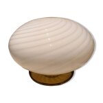 Grande lampe de table ou de plafond en forme de globe blanc tourbillonnant en verre de murano, dcoration ...