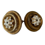 Grandes poignes de porte rondes en bois dor et porcelaine vieux paris, vers 1900