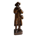 Grande sculpture bois d'un homme avec sa pelle  grain 52 cm