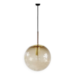Grande suspension / plafonnier en verre fumé à bulles d'air du milieu du siècle, provenant de limbourg, ... Grande suspension / plafonnier en verre fumé à bulles d'air du milieu du siècle, provenant de limbourg, ...