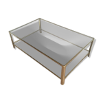 Grande table basse  double plateau en bronze poli et verre sign jacques thophile lepelletier et estampill ...