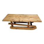 Grande table basse luge sculpte xixme art populaire, france