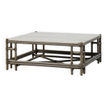 Grande table basse en osier attila avec plateau en marbre par gasparucci ita