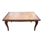 Grande table extensible, marqueterie, chne, vintage, annes 50