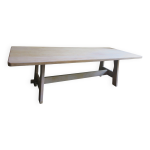Grande table à tréteaux de ferme en chêne cérusé, années 40 - 50 Grande table à tréteaux de ferme en chêne cérusé, années 40 - 50