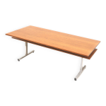 Grande table vintage en weng, utilisable comme table  manger, table de confrence ou bureau, datant ...