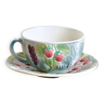 Grande tasse � chocolat ancienne en barbotine de saint cl�ment