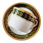 Grande tasse et soucoupe en porcelaine fine par l'artiste r. sechet pour limoges de style empire lou