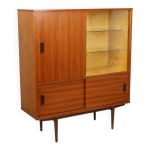 Grande vitrine en bois plaqu� teck design ann�es 60 110 cm