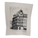 Gravure estampe sur cuivre taille douce, tirage original bâtiment architecture vintage Gravure estampe sur cuivre taille douce, tirage original bâtiment architecture vintage