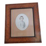 Gravure jeune garon, sign melle demarcy, cadre en loupe , vers 1830, antique franais