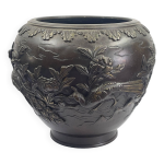Gros vase en bronze asiatique xix me - 22 cm - diamtre 25 cm