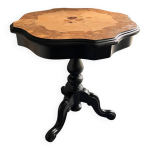 Guridon ancien rnov avec marqueterie fleur