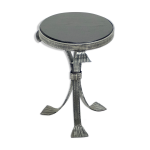 Guéridon art deco acier martelé plateau bois années 1940 Guéridon art deco acier martelé plateau bois années 1940