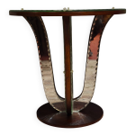 Gu�ridon art d�co reposant sur un pi�tement central en bois teint�