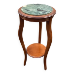 Guridon en bois et marbre vert