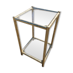 Guridon carr faux bambou laiton dor et verre