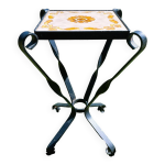 Guridon fer forg et cramique