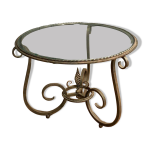 Guridon en ferronnerie 1930 art dco plateau en verre