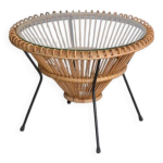 Gu�ridon italien en rotin * d69 cm