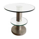 Guridon en mtal bross et dalles de verre