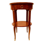Gueridon ovale en bois de placage et filet de bois noir xx siècle Gueridon ovale en bois de placage et filet de bois noir xx siècle
