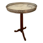 Guridon ovale table d'appoint mabre blanc