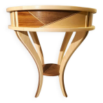 Guridon - petite table ronde en marqueterie bois