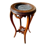 Guridon, sellette en bois et marbre