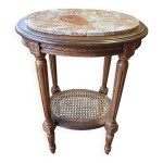 Guridon style louis xvi marbre et cannage