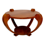Guridon, table basse en teck massif, art deco colonial, c. 1930