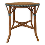 Guridon table basse vintage en rotin