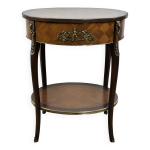Guridon table de style louis xv transition en marqueterie de cube
