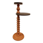 Gu�ridon torsad� vintage relook� - terracotta, noyer & cuivre