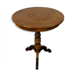 Guridon tripode en marqueterie et bois mlangs, italie, 19me sicle