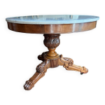 Guridon tripode style empire acajou et marbre pieds griffon