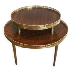 Gu�ridon tripode de style n�oclassique en acajou, laiton et pi�tement en m�tal dor�