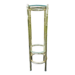 Guéridon vintage à 2 niveaux faux bambou en laiton et verre Guéridon vintage à 2 niveaux faux bambou en laiton et verre