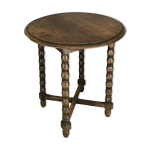 Guridon vintage pieds perls en bois massif