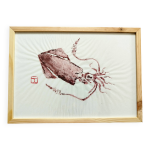Gyotaku encadr d'un petit calamar