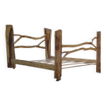 Handcrafted log pine bed originally made / lit en pin