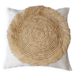 Housse de coussin bora, coton, raphia 50x50 cm