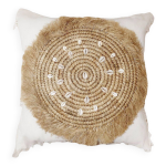 Housse de coussin brise coton, raphia, coquillages 50x50 cm
