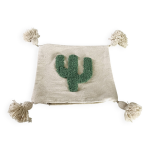 Housse de coussin laine motif cactus