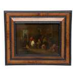 Huile sur panneau scne d'intrieur hollandais cole flamande xixe