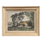 Huile sur toile paysage avec bourriche vend�enne par c. bonno 1949