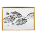 Impression d'art encadre,  estampe d'un banc de dorades  (gyotaku)