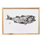 Impression d'art encadr�e,  estampe d'un bar  (gyotaku)