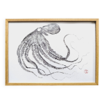 Impression d'art encadre,  estampe d'un poulpe  (gyotaku)